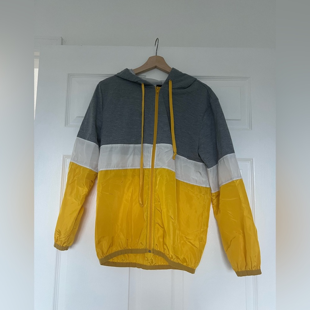 Kaii Tri-Tone thin Windbreaker Jacket - Gray, White, Yellow light weight